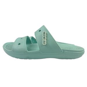 Crocs teal 2 strap slides with holes for gibbets size‎ 8